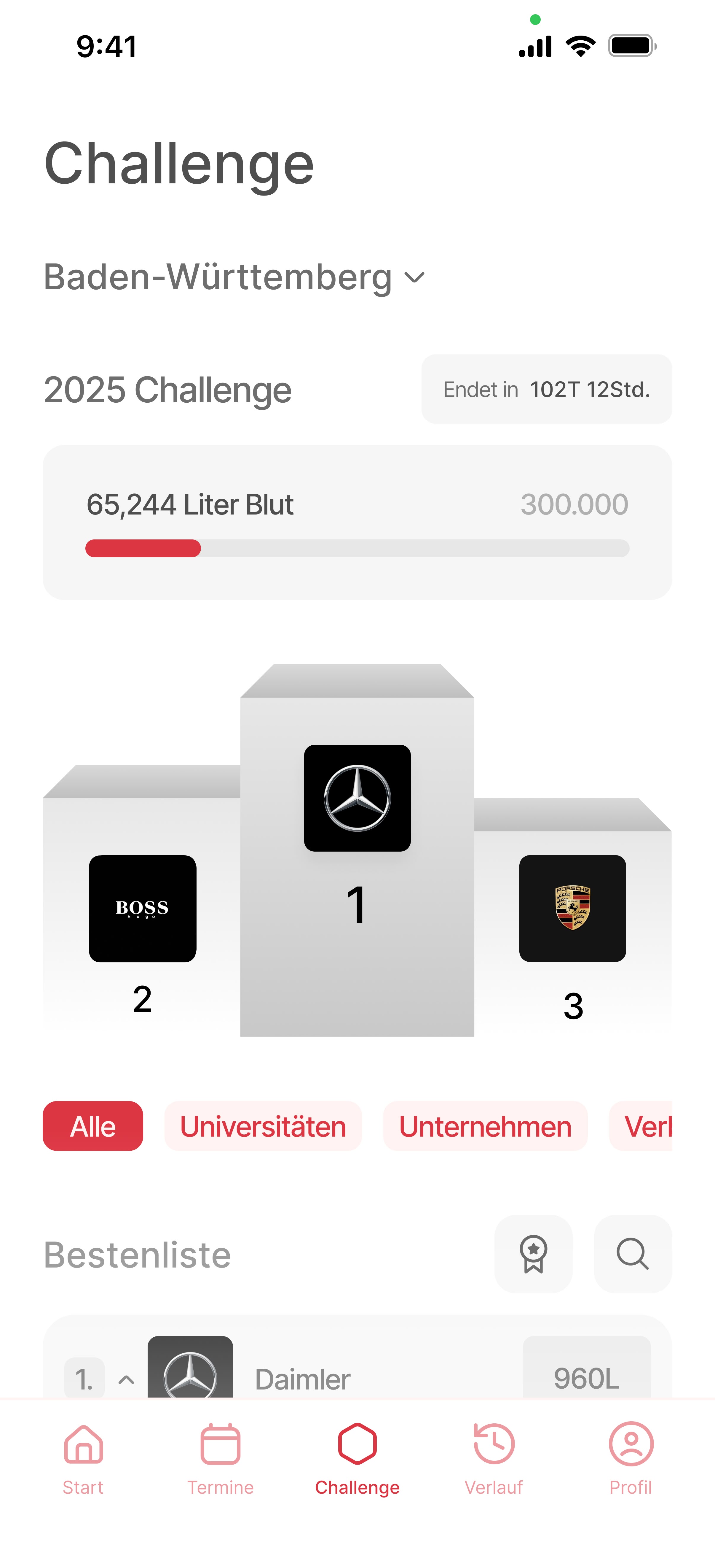 Pulse UI challenge screen