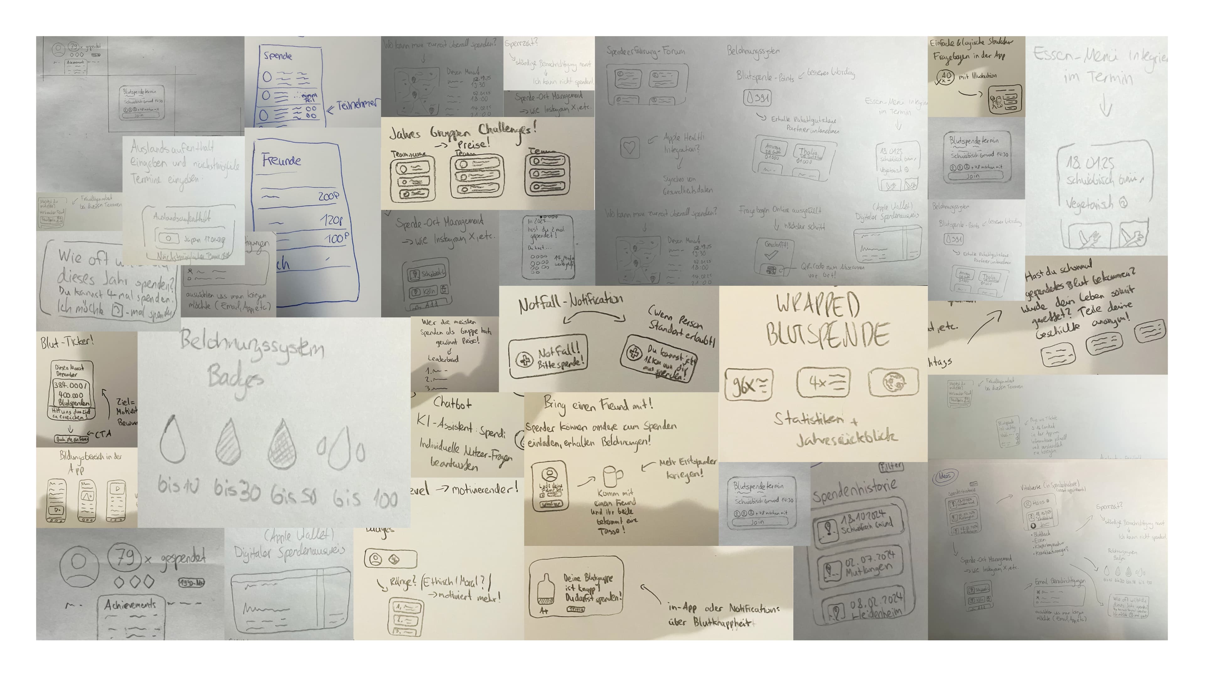 Sketches iterating on Pulse interaction patterns