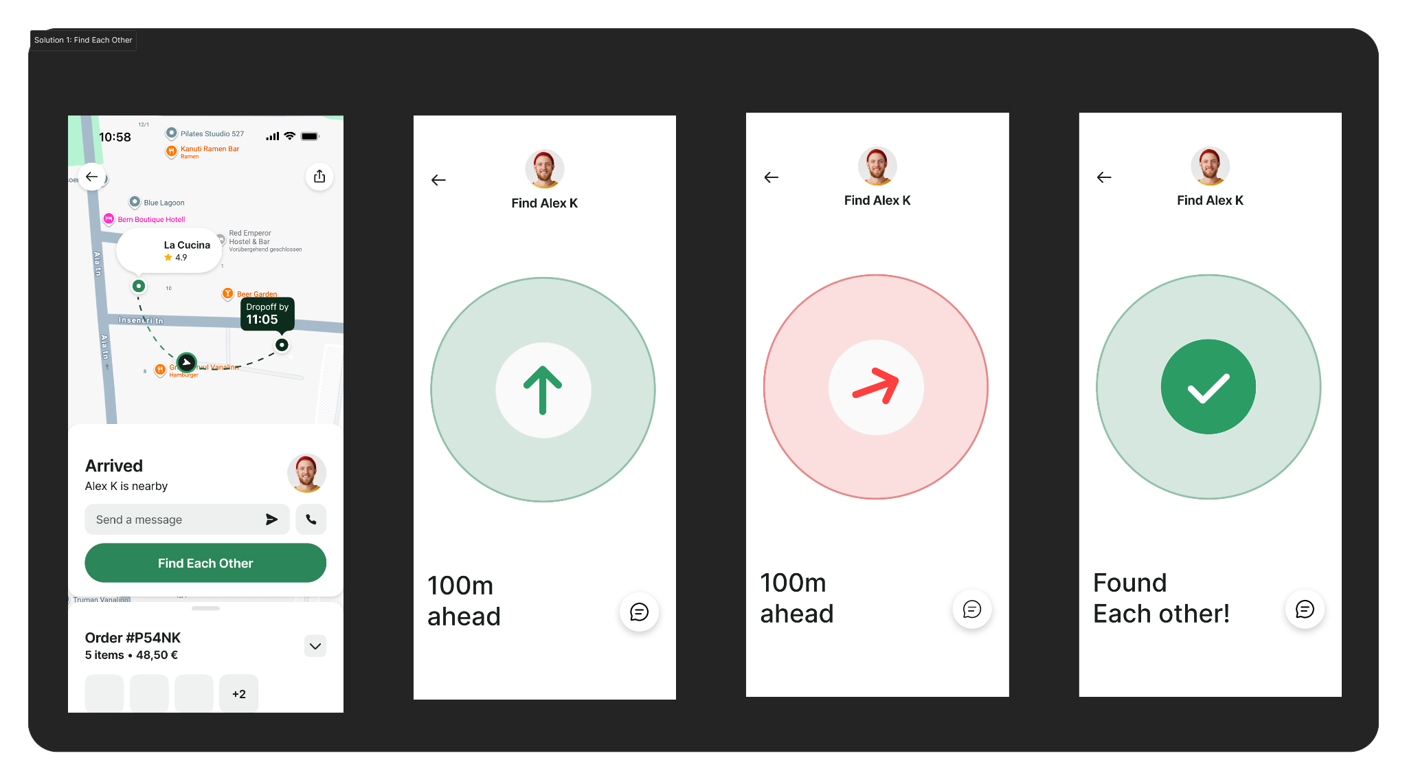 Find Each Other compass screen