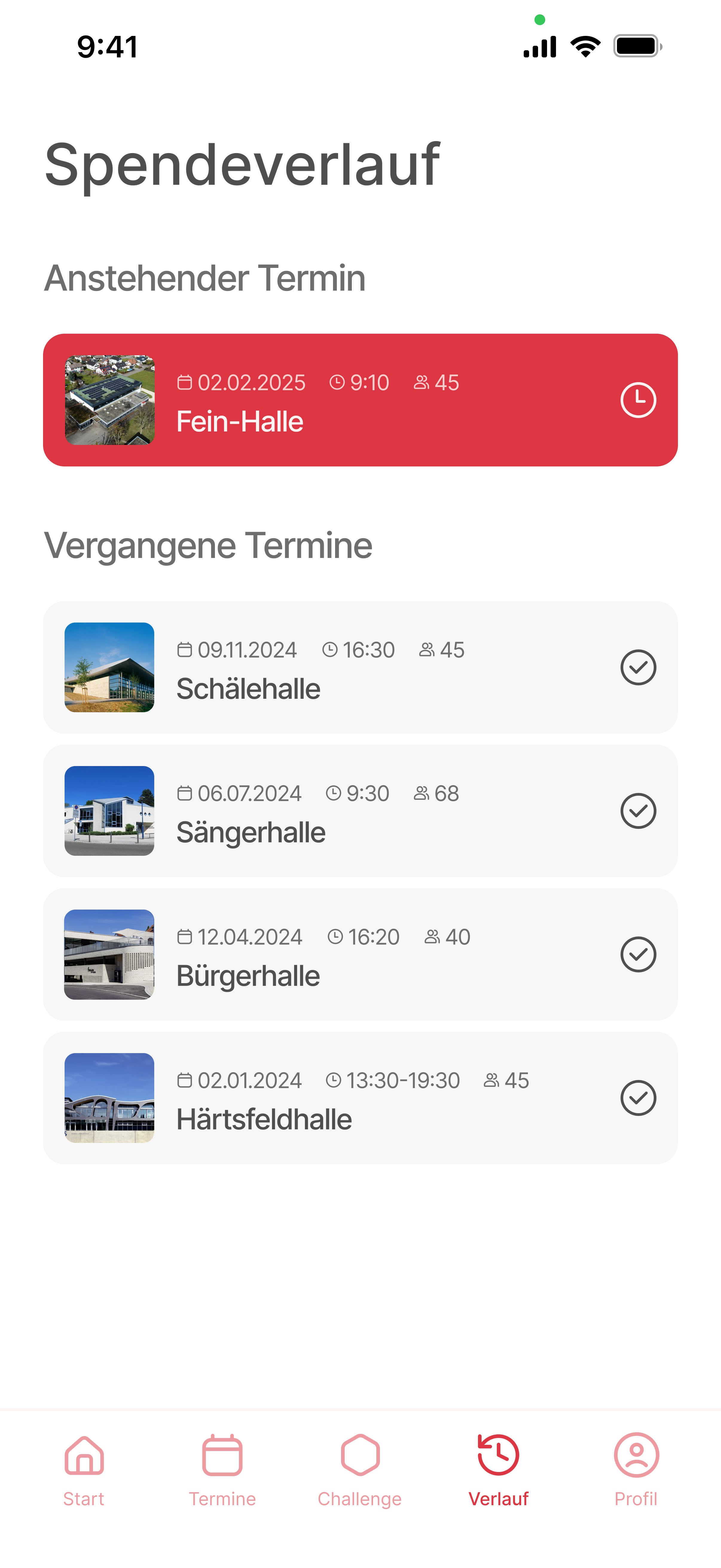 Pulse UI — donation history